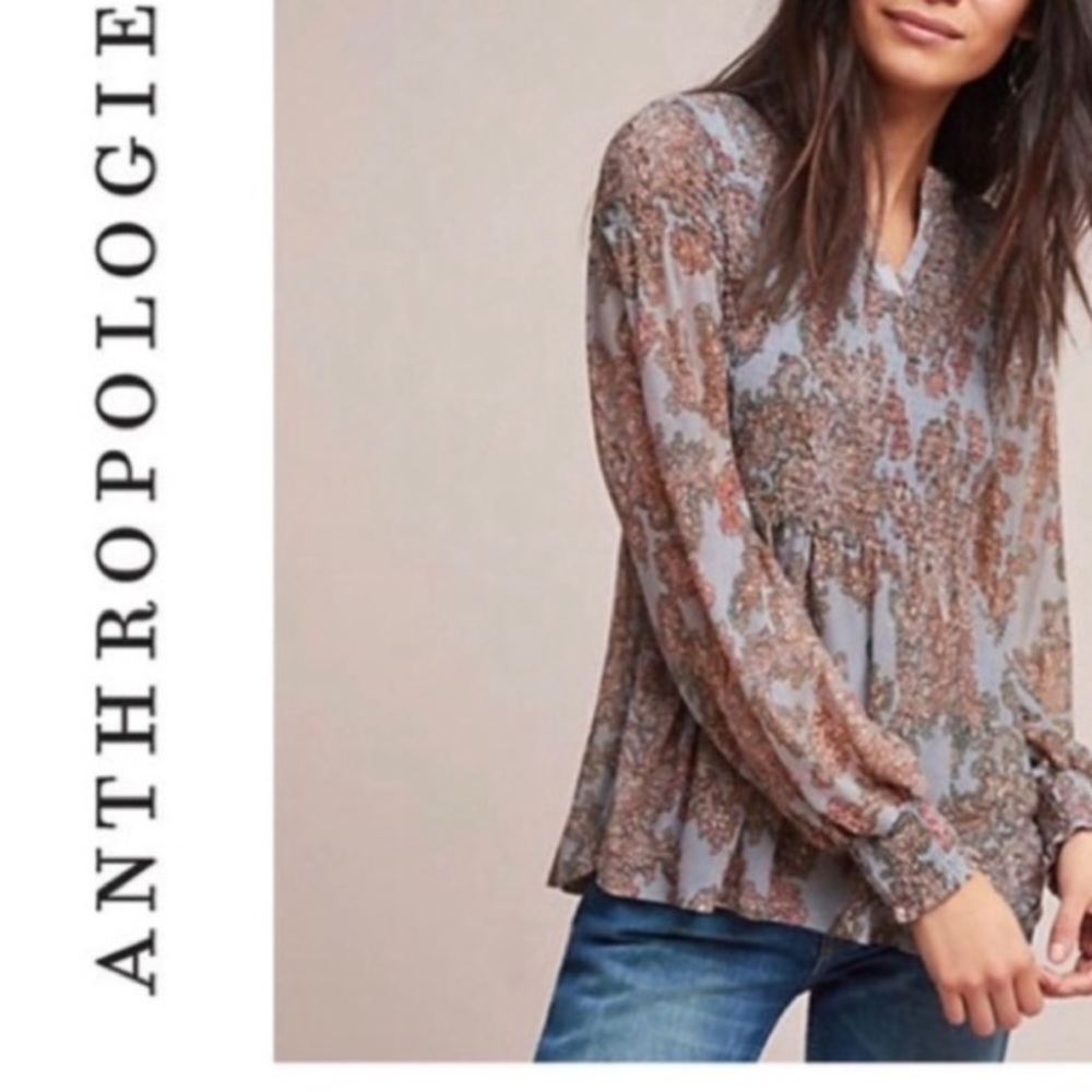 Anthropologie Akemi + Kin Adria Smocked Blouse